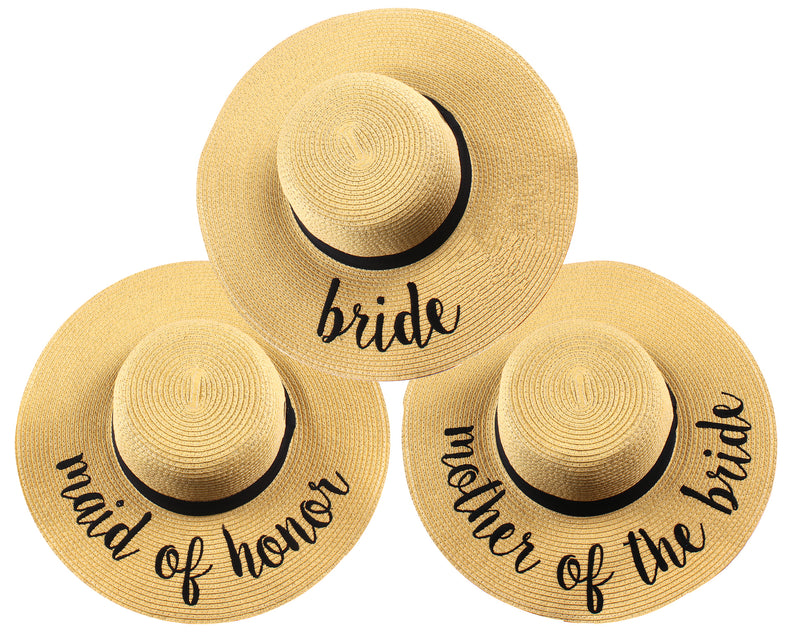 C.C Embroidered Sun Hat Trio - Bride, Maid of Honor & Mother of the Bride