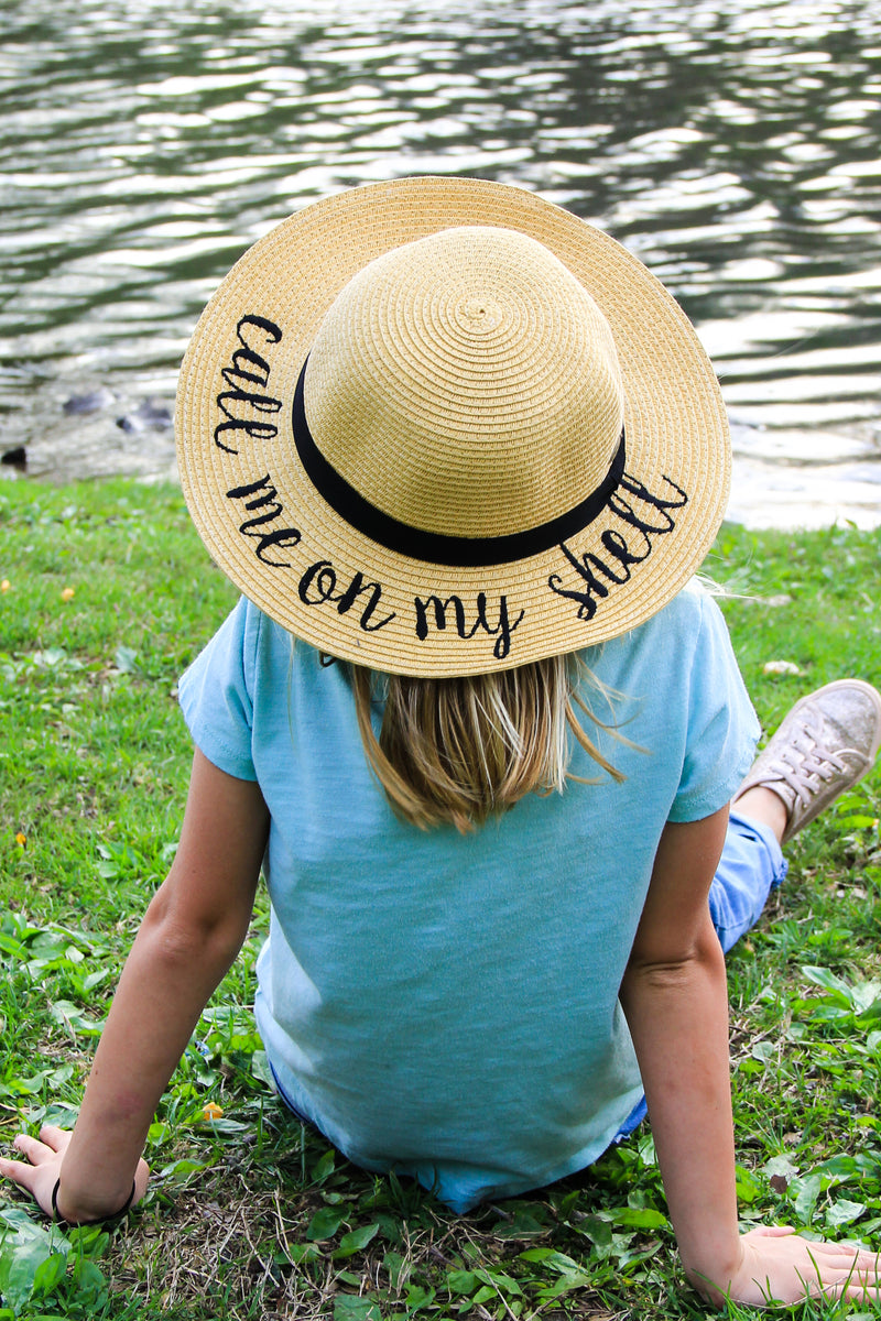 C.C Girls Embroidered Sun Hat - Call Me On My Shell (Natural)