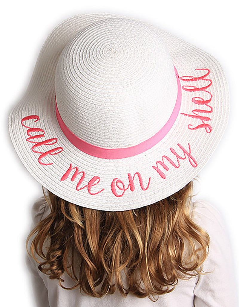 C.C Girls Embroidered Sun Hat - Call Me On My Shell (White)