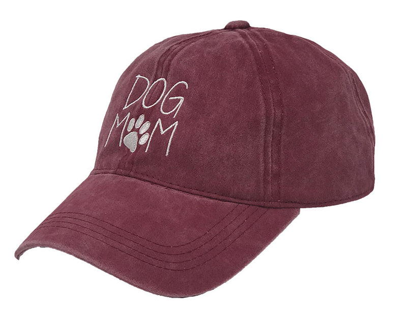 Unconstructed Dad Hat - Dog Mom (Burgundy)