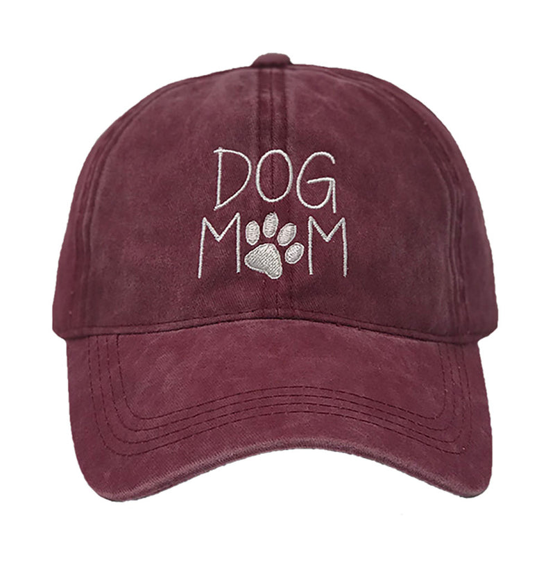 Unconstructed Dad Hat - Dog Mom (Burgundy)