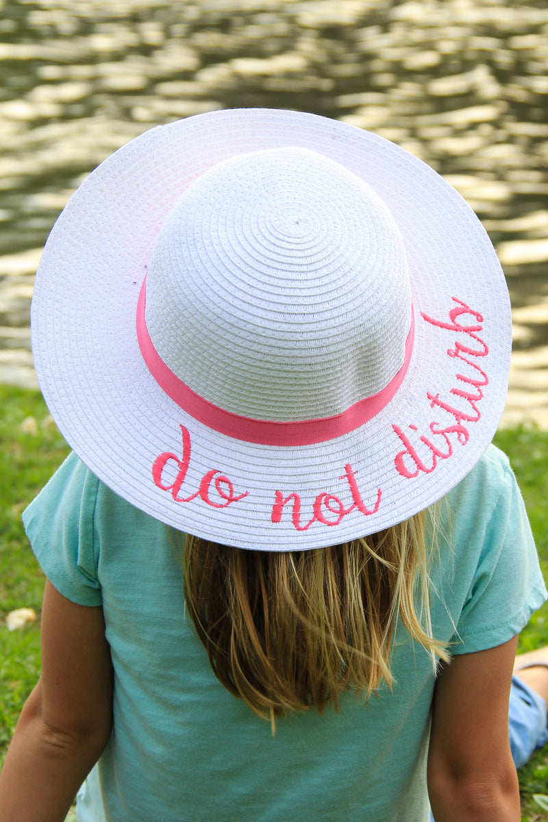 C.C Girls Embroidered Sun Hat - Do Not Disturb (White)