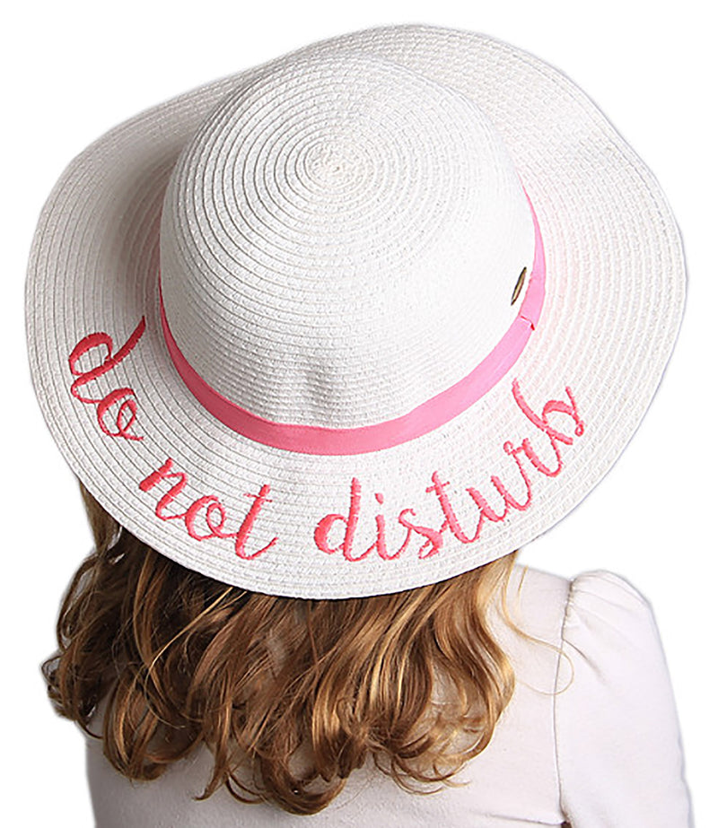 C.C Girls Embroidered Sun Hat - Do Not Disturb (White)