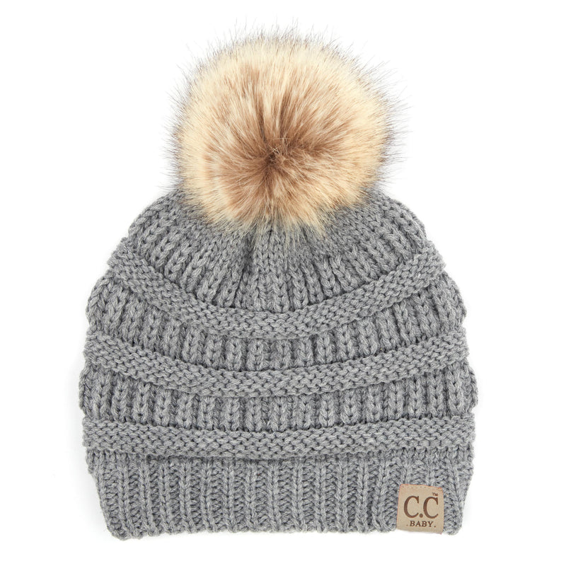 C.C. Baby/Infant Pom Beanie - Faux Fur
