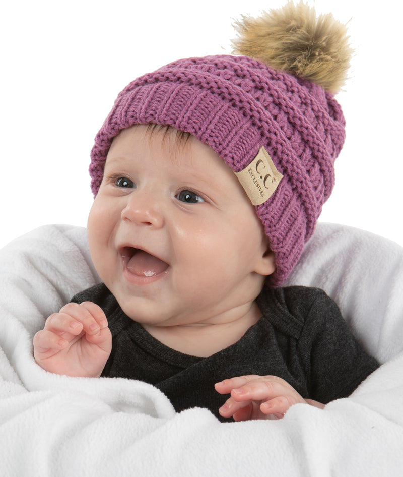 C.C. Baby/Infant Pom Beanie - Faux Fur