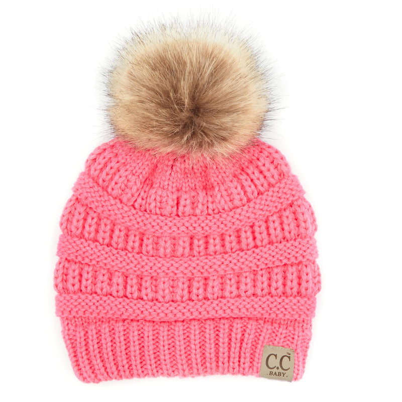 C.C. Baby/Infant Pom Beanie - Faux Fur