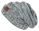 Funky Junque's FJ Knit Cap Women's/Men's Winter Hat Oversized Slouchy Beanie - Hint of Mint Mix