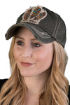 Distressed Patch Baseball Cap - Free Spirit (Olive)