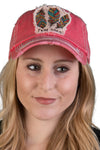 Distressed Patch Baseball Cap - Free Spirit (Coral)