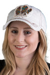 Distressed Patch Baseball Cap - Free Spirit (White)