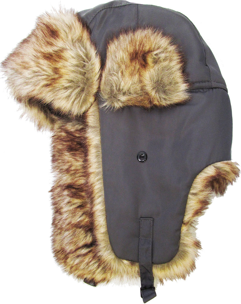 Trapper Hat - Black Faux Fur Water Resistant