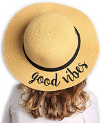 C.C Girls Embroidered Sun Hat - Good Vibes (Natural)
