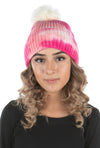 Tie Dye Faux Fur Colored Pom Beanie