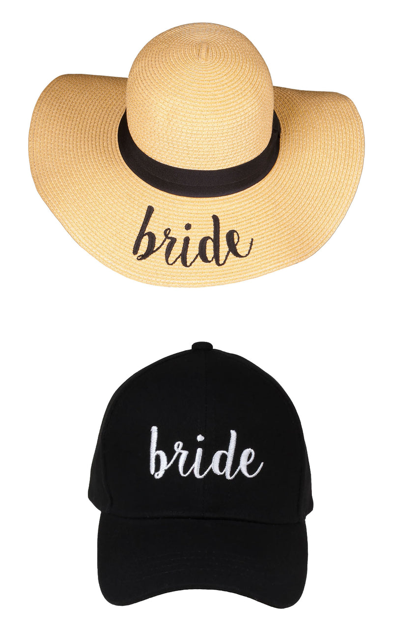 C.C Embroidered Baseball Cap & Sun Hat - Bride (Black Baseball Cap)