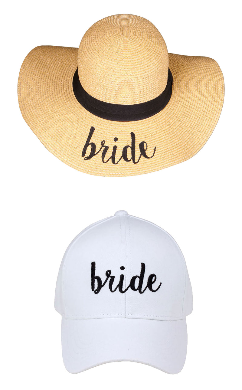 C.C Embroidered Baseball Cap & Sun Hat - Bride (White Baseball Cap)