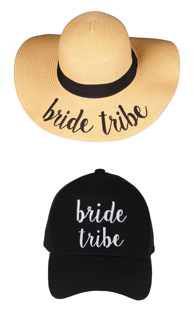 C.C Embroidered Baseball Cap & Sun Hat - Bride Tribe (Black Baseball Cap)
