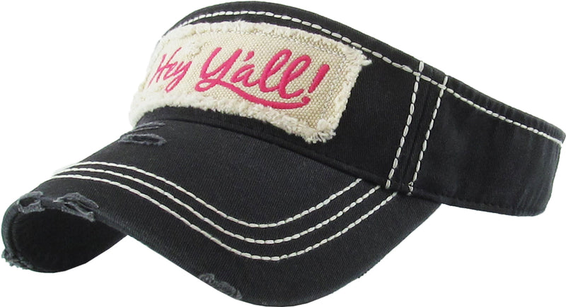 Distressed Visor - Hey Y'all (Black)