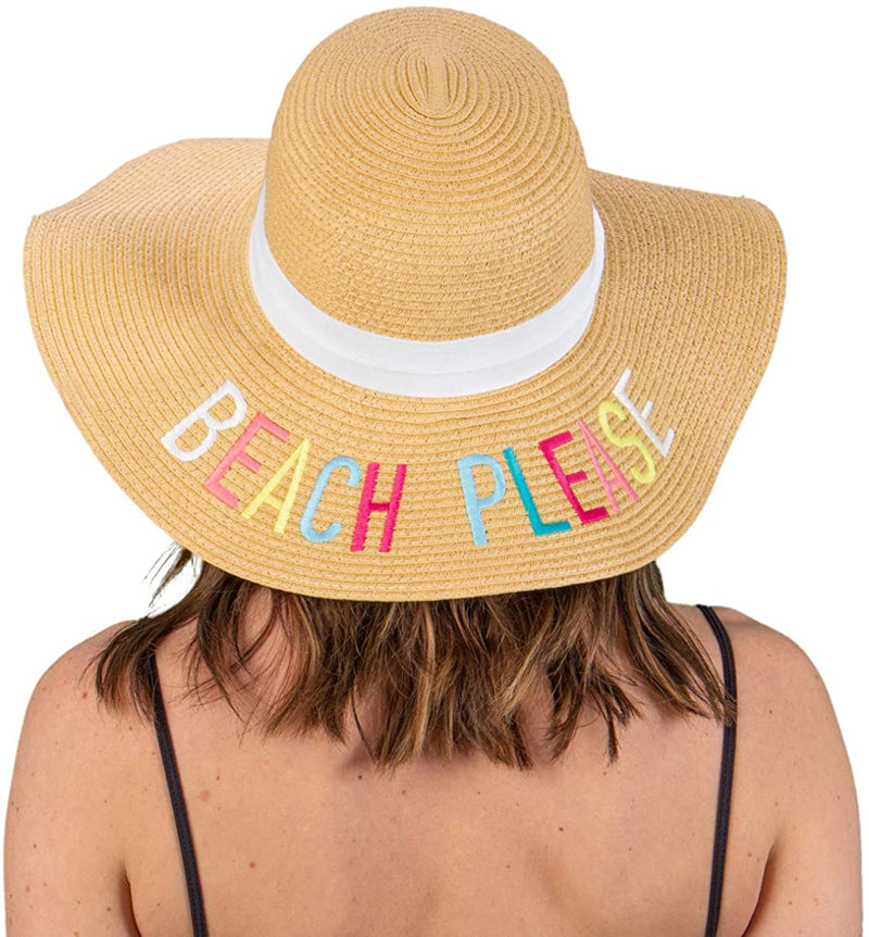 Embroidered Sun Hat - Beach Please