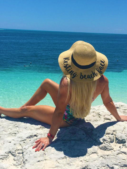 C.C Embroidered Sun Hat - Resting Beach Face