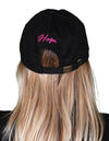 Women’s Breast Cancer Awareness Pink Ribbon Logo Hope Shredded Baseball Hat Cap - Black