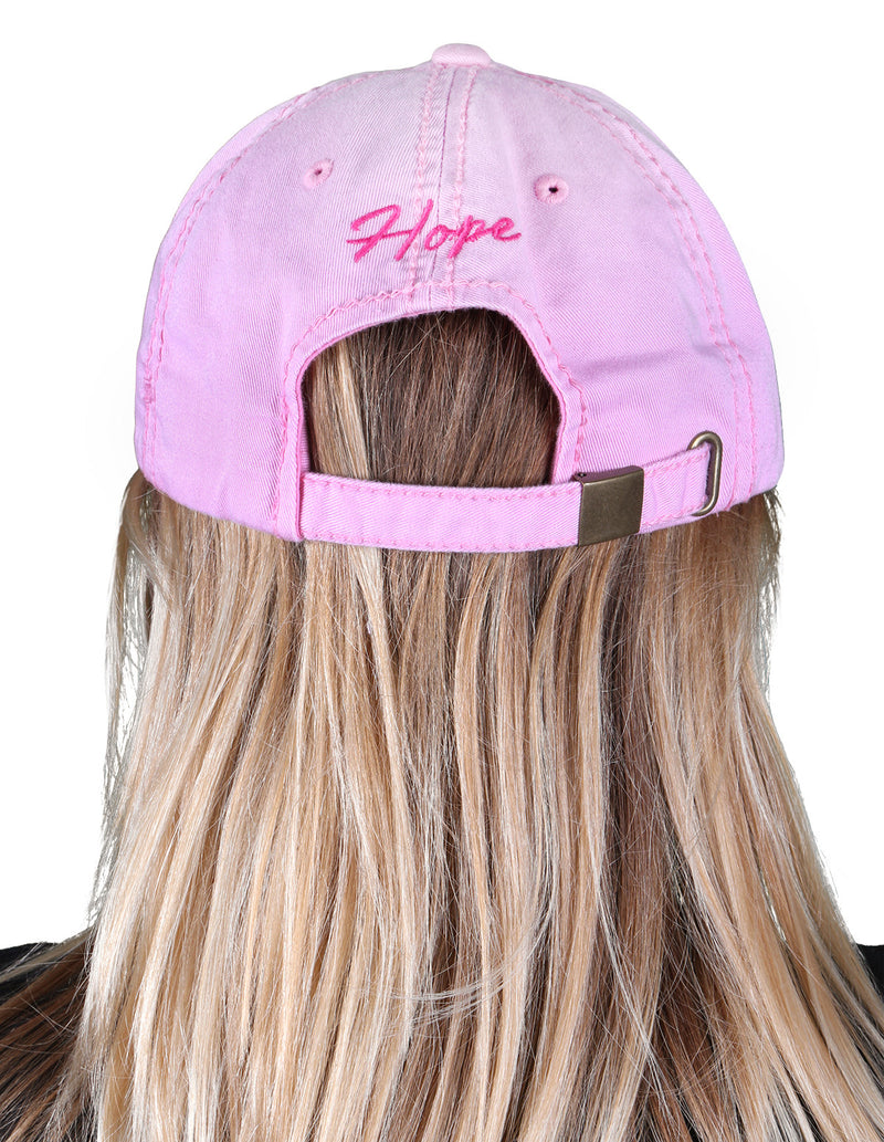 Women’s Breast Cancer Awareness Pink Ribbon Logo Hope Shredded Baseball Hat Cap - Pink