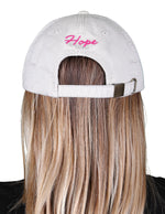 Women’s Breast Cancer Awareness Pink Ribbon Logo Hope Shredded Baseball Hat Cap - Beige
