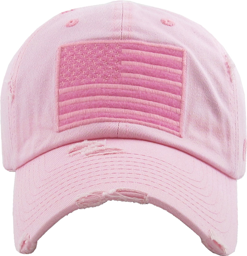 Distressed Baseball Cap -American Flag