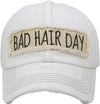 Distressed Patch Baseball Cap - Bad Hair Day (White)