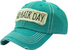 Distressed Patch Baseball Cap -Bad Hair Day (Turquoise)