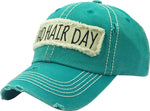 Distressed Patch Baseball Cap -Bad Hair Day (Turquoise)