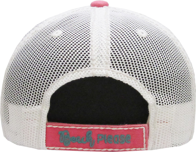 Distressed Patch Baseball Cap - Beach Please (Coral)