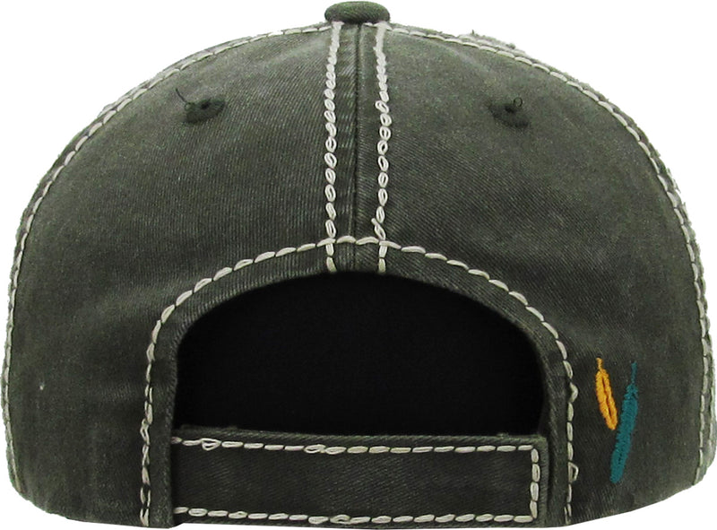 Distressed Patch Baseball Cap - Free Spirit (Olive)