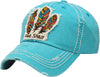 Distressed Patch Baseball Cap - Free Spirit (Turquoise)