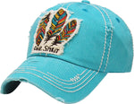 Distressed Patch Baseball Cap - Free Spirit (Turquoise)
