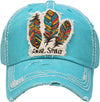 Distressed Patch Baseball Cap - Free Spirit (Turquoise)