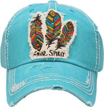 Distressed Patch Baseball Cap - Free Spirit (Turquoise)