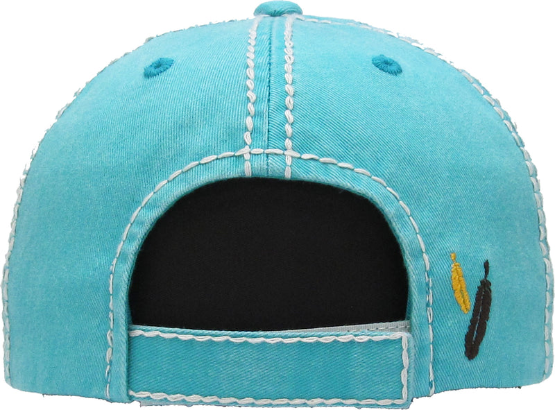Distressed Patch Baseball Cap - Free Spirit (Turquoise)