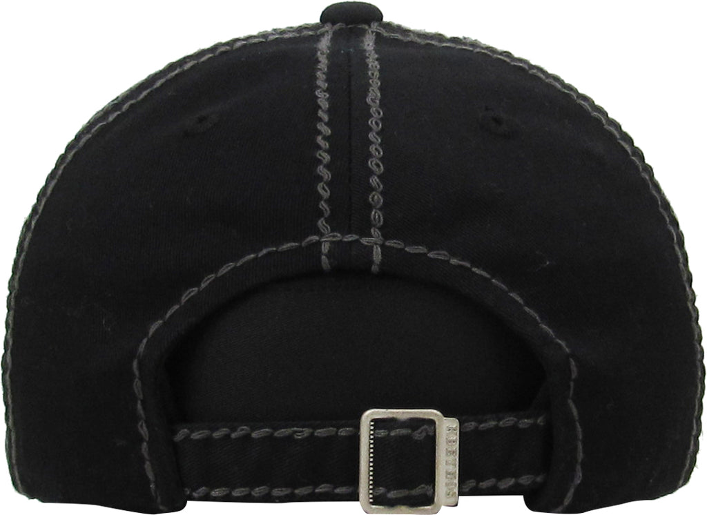 Distressed Patch Baseball Cap - Happy Camper (Black)