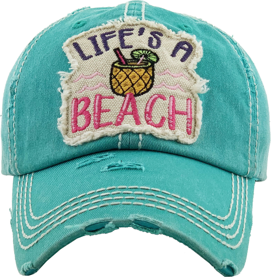 Distressed Patch Hat - Life's a Beach