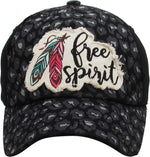 Distressed Patch Baseball Cap - Free Spirit (Leopard)
