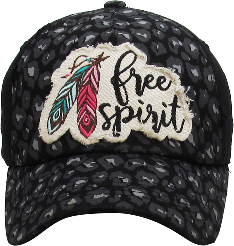 Distressed Patch Baseball Cap - Free Spirit (Leopard)