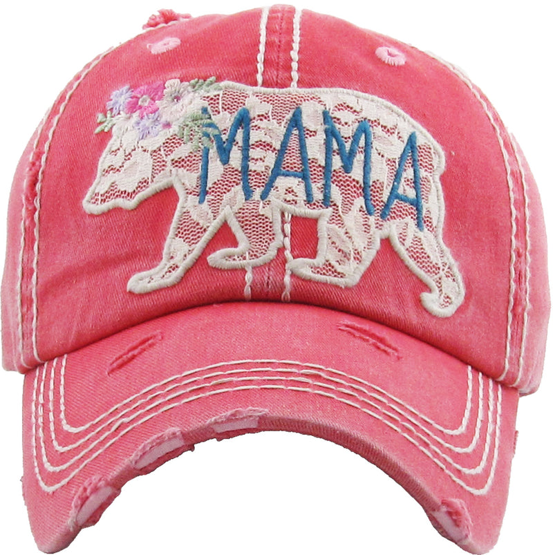 Distressed Patch Hat - Mama Bear