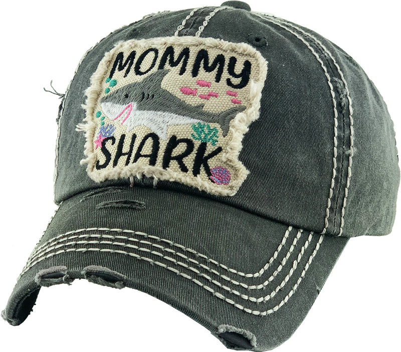 Distressed Patch Hat - Mommy Shark