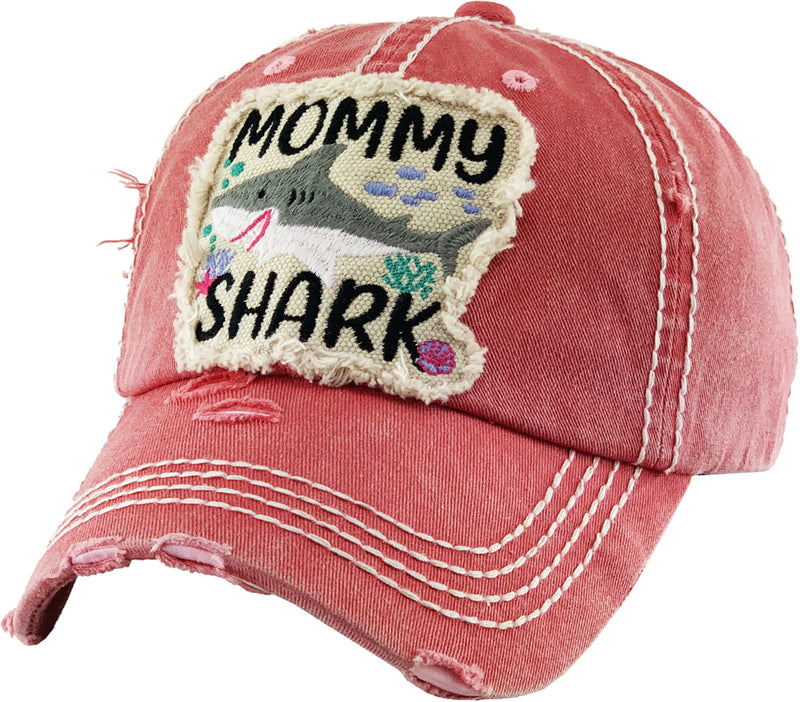 Distressed Patch Hat - Mommy Shark