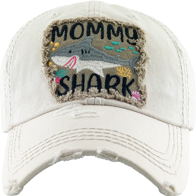 Distressed Patch Hat - Mommy Shark