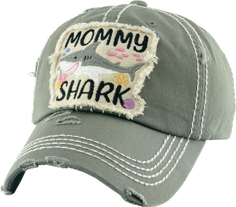 Distressed Patch Hat - Mommy Shark