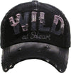 Distressed Patch Baseball Cap - Wild at Heart (Black)