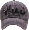 Distressed Patch Baseball Cap - Wild at Heart (Grey)