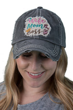 Distressed Patch Hat - Wife Mom Boss