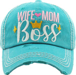Distressed Patch Hat - Wife Mom Boss